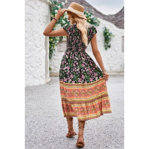 Boho Floral Smocked Midi Dress - Image 9